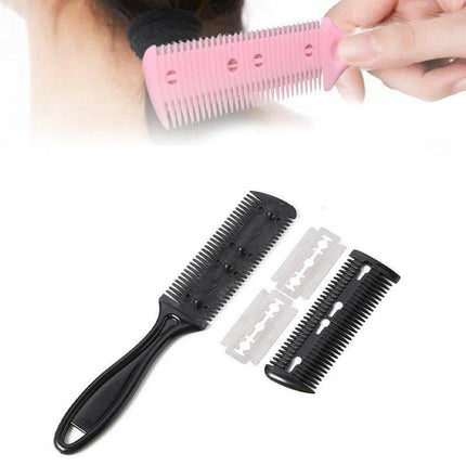 2PCS Razor Comb With Blades Razor Trimmer DIY Double Sides Hair Thinning Comb - Aimall