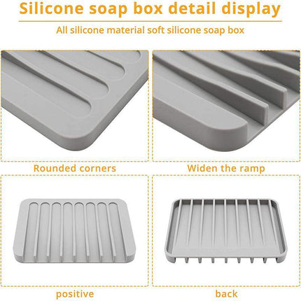 2X Silicone Soap Dish Soap Holder Rack Tray Plate Saver Storage For Bathroom new - Aimall