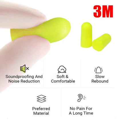 3M Yellow Uncorded Earplugs 1250 NRR33 Class AL Ear Plugs 5-200 Pairs Soft