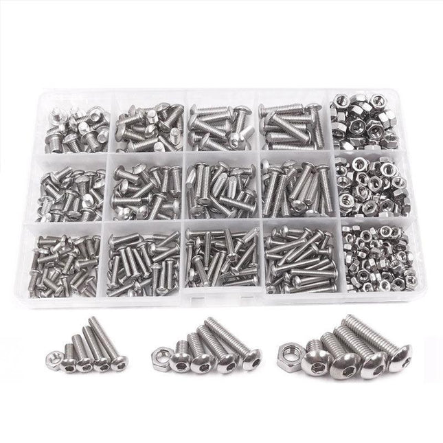 500x M3/M4/M5 Stainless Steel Hex Socket Button Head Bolts Screws Nuts Kit