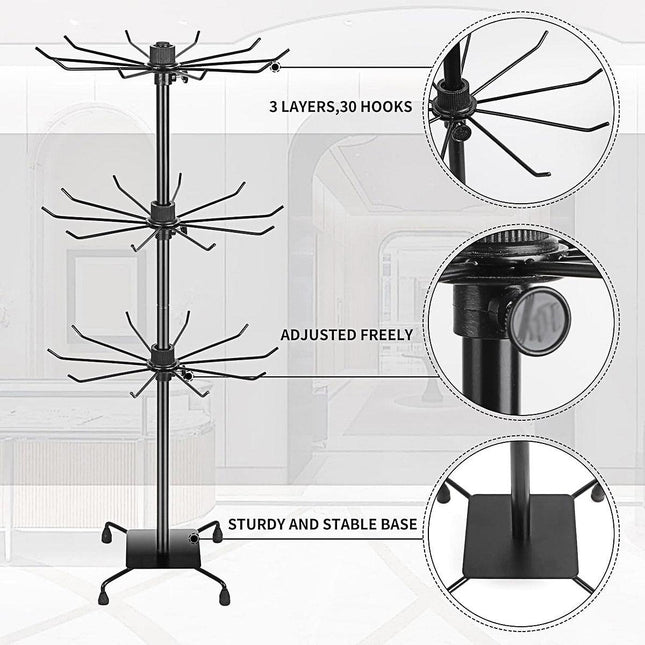 3Tier Rotating Sock Rack Accessories Hanging Display Stand Organizer for Storage