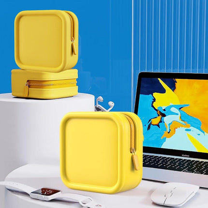 Yellow Portable Cosmetic Bag Travel Organiser Toiletry Case for Makeup Storage