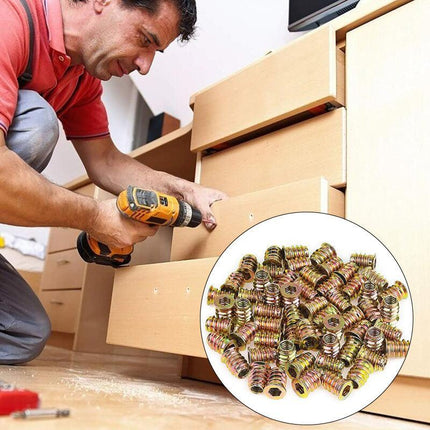 120PCS M6 Zinc Alloy Furniture Hex Drive Flat Head Nut Threaded For Wood Insert - Aimall
