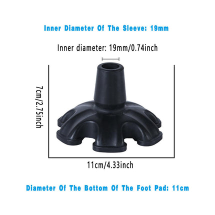 2PCS 19MM Non-Slip Rubber Foot Pads for Walking Cane Crutch Support Replacement