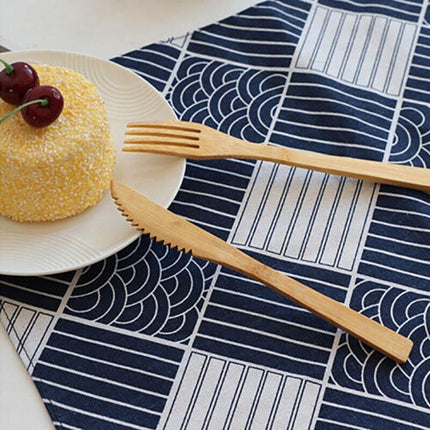 7Pcs Reusable Bamboo Cutlery Set Eco Friendly Camping Travel Fork Kit Portable A - Aimall