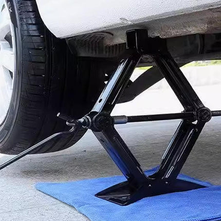 2 Ton Scissor Jack Car Van Wind Up Tyre Lift Chrome Crank Handle Emergency Tool