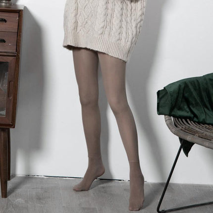 Womens Thermal Lined Translucent Pantyhose Winter Warm Fleece Tights Stockings - Aimall