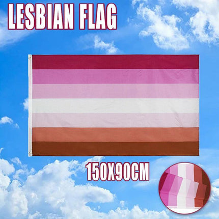 150x90CM Lesbian Flag Rainbow Pride LGBT Mardi Gras Party Outdoor Heavy Duty New - Aimall