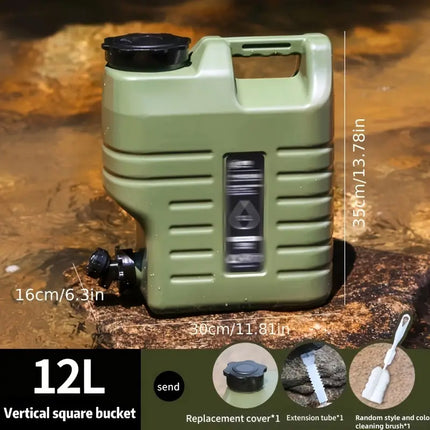 Outdoor Camping Water Storage Bucket with Faucet Portable Square Drinking Tank