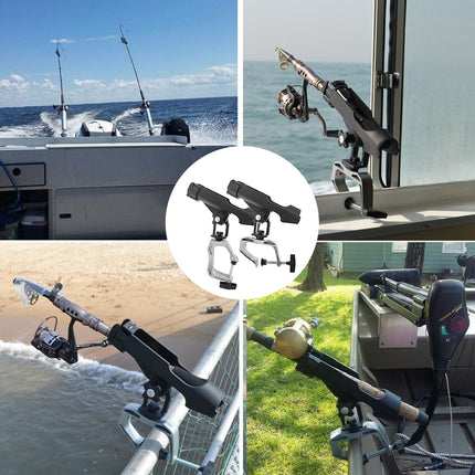 Adjustable Rotating Fishing Rod Holder Mount for Kayak Canoe Boat Rail Clamp