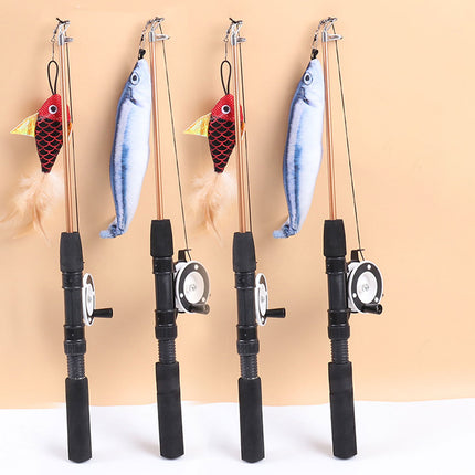 Retractable Feather Cat Play Stick Interactive Cat Fishing Rod Toy Durable