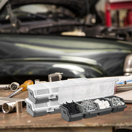 4-Grid Parts Storage Box Plastic Electronic Hardware Accessory Case with Lid ﻿