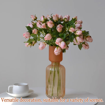 3PCS 7-Head Artificial Rose Decor Realistic Flower Table Centerpiece Decoration