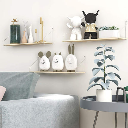 3 PCS Hole Free Wall Mounted Shelf Decor Space Saving for Home Bedroom Storage