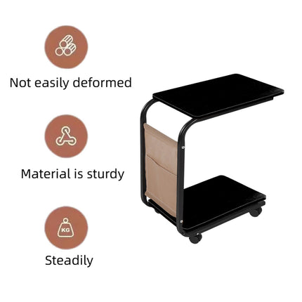 Movable Side Table with Wheels Sturdy Durable for Living Room Bedroom Sofa Side