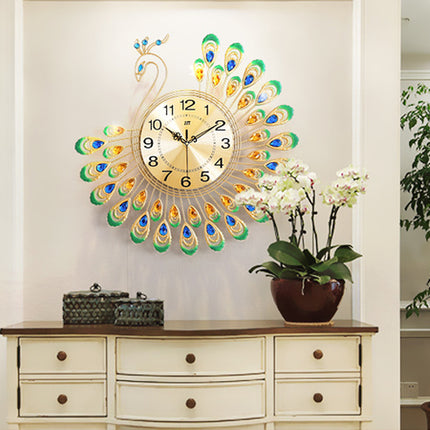 Minimalist Peacock Creative Living Room Wall Clock Home Decor Clock Silent