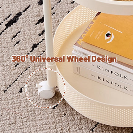 Movable Side Table Rolling Caster Wheels 2 Tier for Living Room Bedroom Office