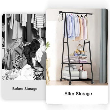 Floor Standing Thickened Triangle Coat Rack Clothes Drying Stable Space Saving