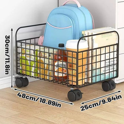 Under-Table Movable Storage Rack with Wheels for Office Home Kitchen Durable