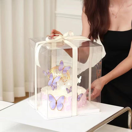 50pcs Transparent Cake Packaging Box Bakery Cake Boxes Plastic Packing Boxes