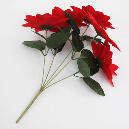 6PCS Christmas ASimulated Flower Bouquets Festive Red for Home Table Decoration