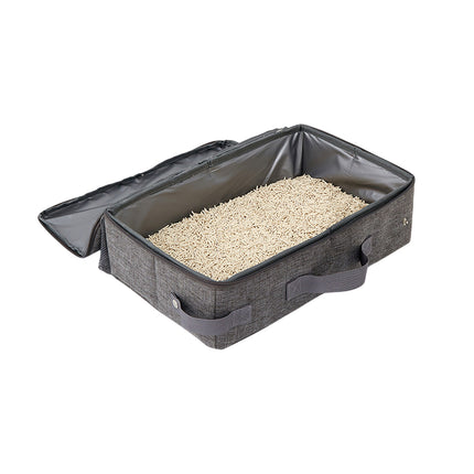 Foldable Cat Litter Box Portable Travel Toilet for Outdoor with Zipper Closure