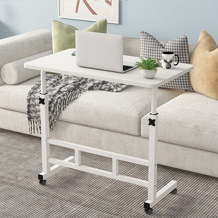 Bedside Table Movable Desk Simple White with Wheels Space Saving Home Office