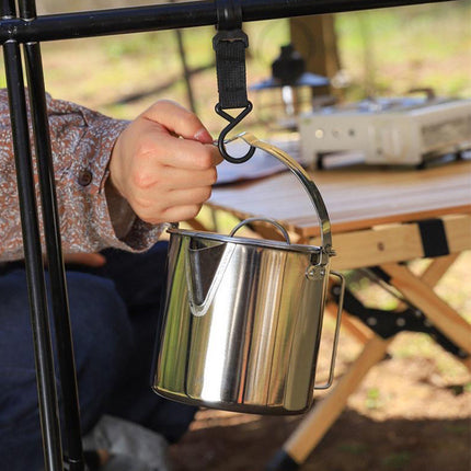 1.2L Portable Stainless Steel Camping Kettle Cookware For Hiking Outdoor Picnic