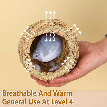 6pcs Handwoven Straw Bird Nest Pigeon Parrot Breeding House Hut for Cage