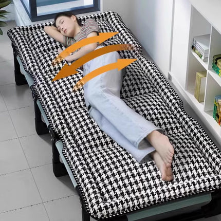 Portable Folding Bed with Adjustable Backrest and Houndstooth Fabric 190x75cm