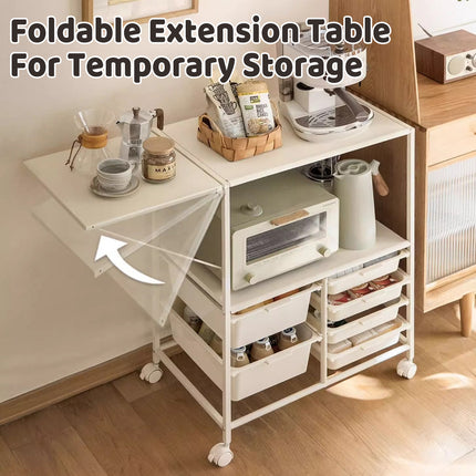 Portable Movable Multi-Layer Side Table Sturdy Storage Shelf Space Saving