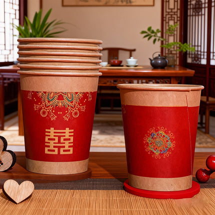 500PCS Printed Paper Coffee Cups for Wedding Water Hot Cold Decor