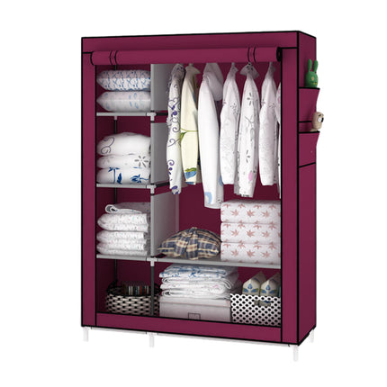 Simple Steel Frame Wardrobe with Non-Woven Fabric Cover for Clothes Storage Use