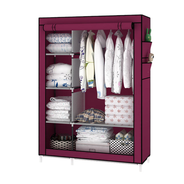 Simple Steel Frame Wardrobe with Non-Woven Fabric Cover for Clothes Storage Use