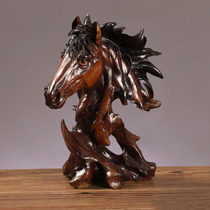 Horse Head Animal Figurine for Office Decoration Realistic Resin Craft for Home