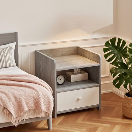 Nightstand Bedroom Side Cabinet Double Lockable Drawer Storage Bedside Cabinet