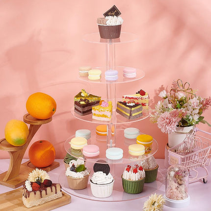 5-Tier Acrylic Cupcake Display Stand Clear Round Tower for Party Wedding Events