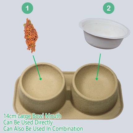 10pcs Cat Dog Bowl Double Round Bowl Angled Raised Feeder Food Water Dish Set