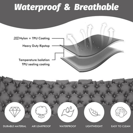 Double Camping Sleeping Pad Self Inflating Thick Air Bed Mattress Outdoor Hiking