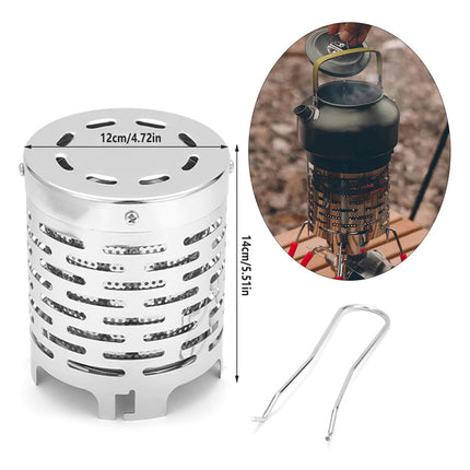 Mini Gas Warming Stove Stainless Steel Camping Portable Stove Heat Cover Use