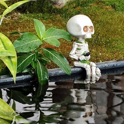 Skeleton Fishing Ornament Decorative Flower Pot Decoration for Home or Garden
