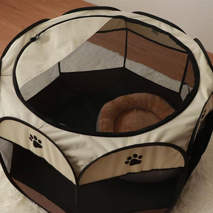 Pet Fence Indoor Cat Dog Tent Octagonal Fence Portable Foldable Cage Kennel