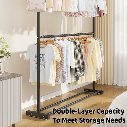 Double Layer Clothes Rack Durable Metal Frame Sturdy for Living Room Balcony Use