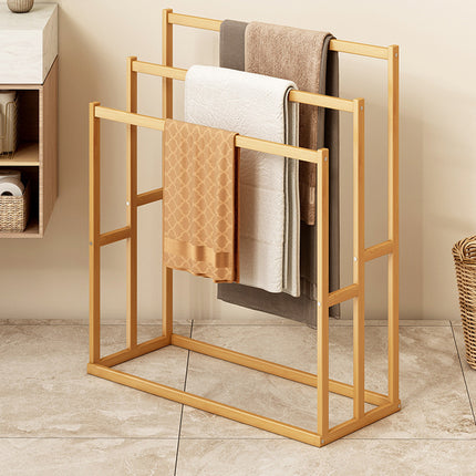 Bamboo Floor Standing Towel Rack Durable Space Saving for Bathroom Bedroom Use
