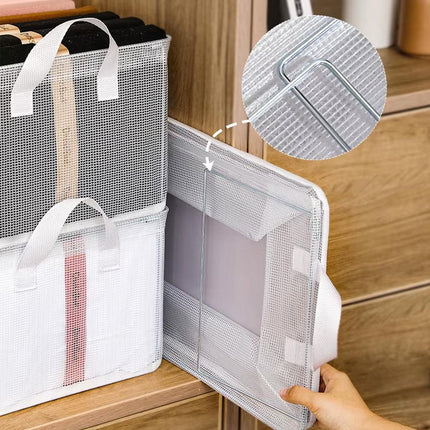 4pcs Transparent Clothes Storage Box Thickened Pants Basket Wardrobe Organizer