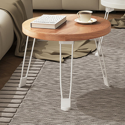 Folding Round Side Table with Carbon Steel Legs and Waterproof Top