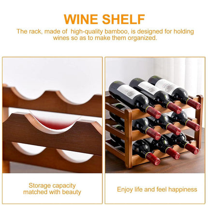 Bamboo Wooden Wine Rack 9 Bottle Organizer Storage Display Stand Home Decor