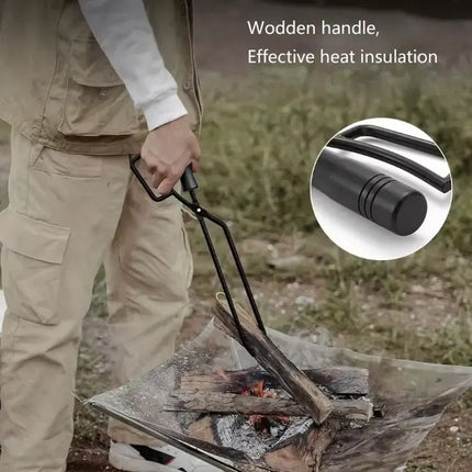 Fireplace Tongs Log Grabber Fire Pit Poker Campfire Wood Stove Barbecue Tool