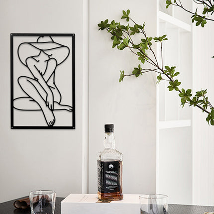Women Line Art Iron Wall Hanging Decor for Home Aesthetic Easy Installation