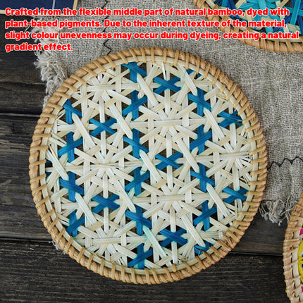 4PCS Bamboo Woven Cup Mat Bowl Pad Heat-Resistant For Home Kitchen Dining Table